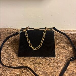 Urban Expressions Black Crossbody Bag with Gold Chain